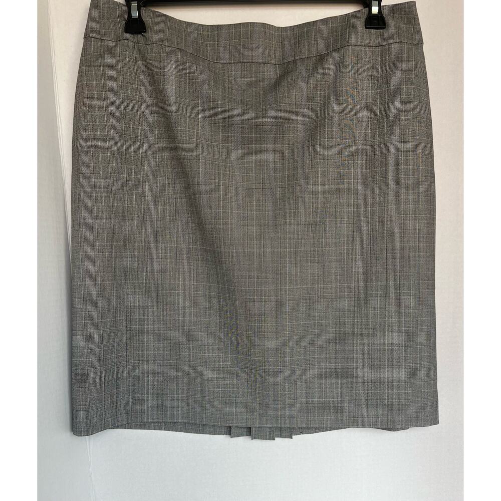 Tahari Plaid Black and White Lined Wool Blend Pencil Skirt‎ 16